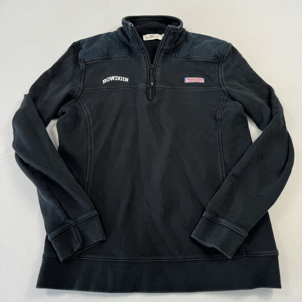Vineyard Vines Women's Sweater 1/4 Zip Pullover Cotton Long Sleeve Black Medium